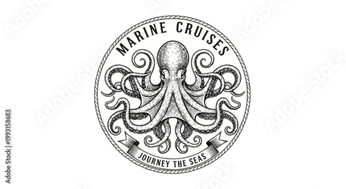 Octopus logo for marine cruises company.