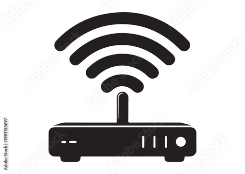 wifi router logo silhouette vector, wireless router logo silhouette vector illustration, wifi logo, network equipment logo silhouette, wifi internet access logo silhouette vector on white background