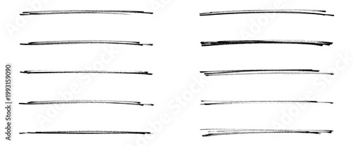 Canvastavla Set of black hand-drawn marker pen stroke lines on a transparent background, highlighting, dividers, and modern graphic design projects