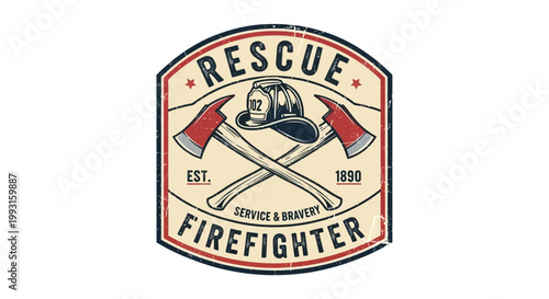 Firefighter rescue emblem with crossed axes.