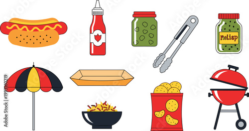 Greek Street Food and Mediterranean Culture Vector Icon Set Featuring Gyro Spit, Souvlaki Wrap, Tzatziki, Ancient Ionic Column, Nazar Evil Eye, and Olive Oil