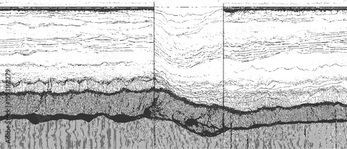 Abstract representation of layered geological strata and seismic data lines background texture pattern