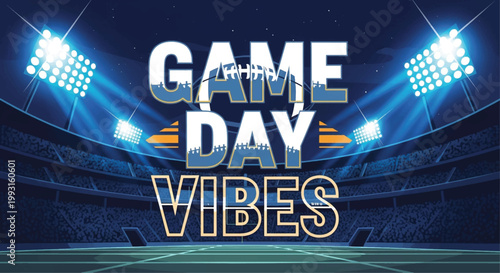 Game day vibes, American football stadium, sports illustration, vector graphic
