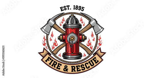Fire and Rescue emblem logo design.