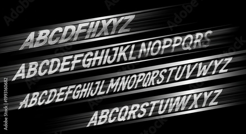 Dynamic Alphabet Letters in Motion Against Black Background.