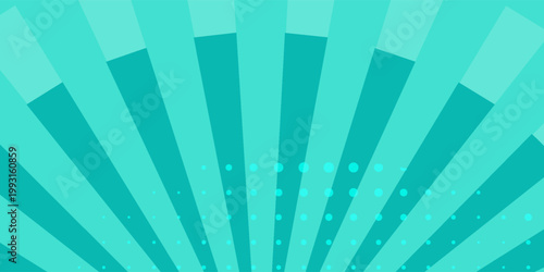 Turquoise manga comic book style background with a radial sunburst pattern and halftone dots gradient elegant modern