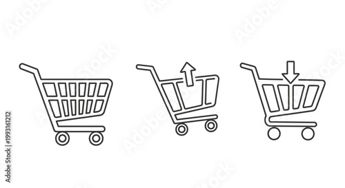 Shopping Cart Icons: Empty, Add Item, Remove Item