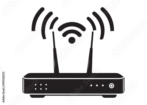 wifi router logo silhouette vector, wireless router logo silhouette vector illustration, wifi logo, network equipment logo silhouette, wifi internet access logo silhouette vector on white background