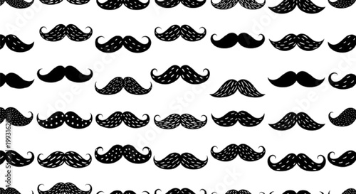 Father's day background. Black mustache with dots - cute seamless vector pattern. stock illustration white background