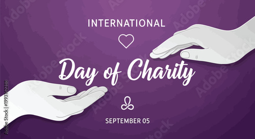 Hands holding a heart symbol celebrating international day of charity on september 05