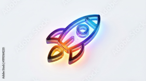 Vibrant gradient rocket launch icon isolated on white, bold modern shape, glowing color transition, sleek futuristic energy, ultra-realistic, no logos.