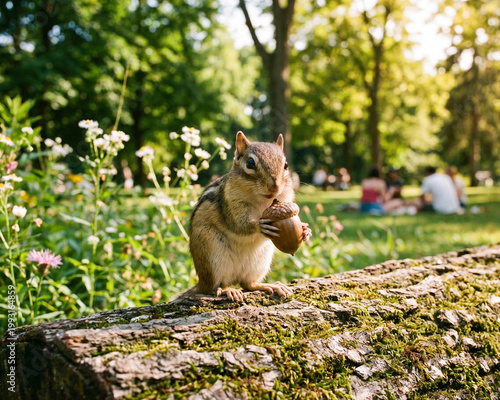 Cute squirrel in park during summer
