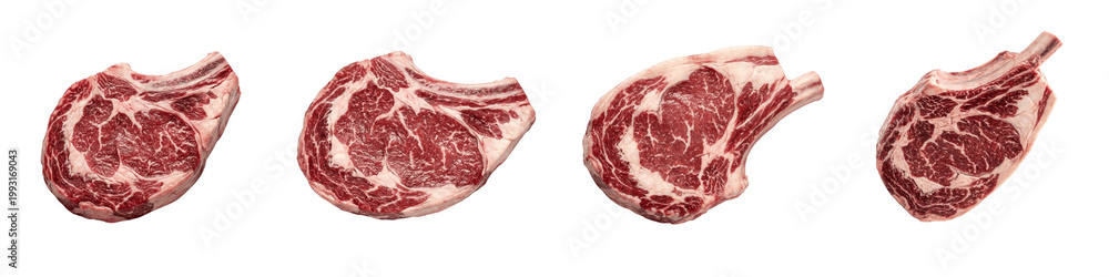 Obraz premium Raw wagyu beef steaks isolated on transparent background
