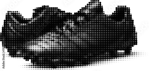 Halftone vector dotted retro grunge soccer football sneakers in trendy monochrome display with pop art influence