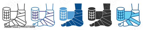 Foot injury icon set multiple style collection