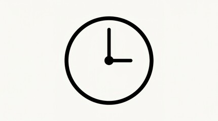 Simple black clock icon showing 3 o'clock, clean minimalist time symbol on light background for scheduling and interface concepts, no logos