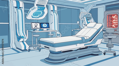 Futuristic Medical Examination Room with Advanced Equipment