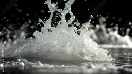 Dramatic water splash explosion isolated on black background.