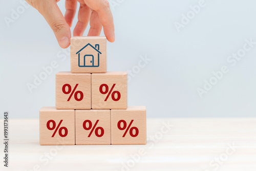 Property rates and real estate interest, interest rates, inflation, mortgage loans, tax increases. Increasing interest rates concept.