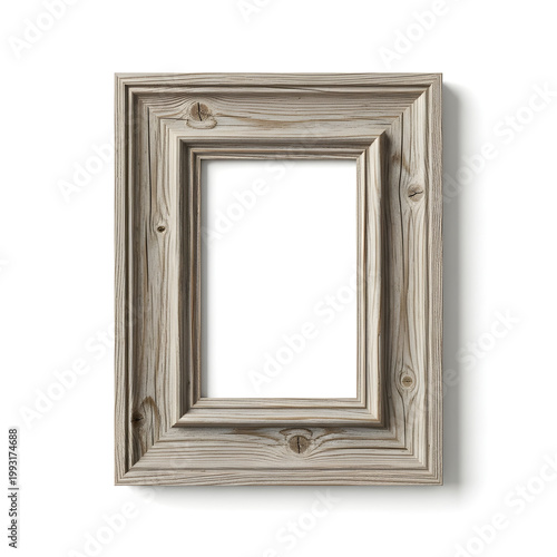 A vintage wooden picture frame with a distressed finish and a rustic charm