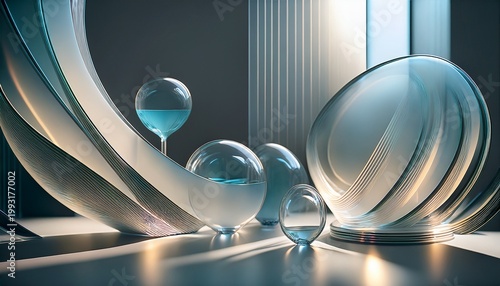 Abstract Glass Objects With Soft Light And Shadow Patterns 3 Jpg