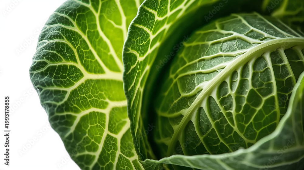 Fototapeta premium Macro Green Cabbage Leaves Organic Vegetable Pattern