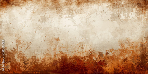 Ancient aged parchment paper texture with a grungy orange and brown stained surface provides a vintage rusty metal background for art design