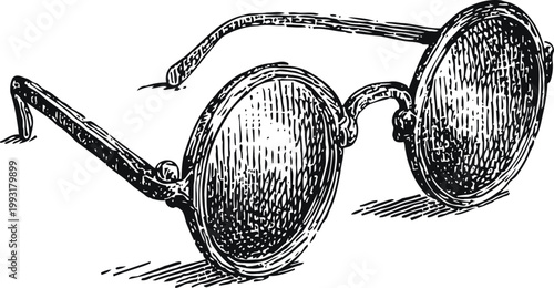 vintage round eyeglasses illustration hand drawn antique spectacles with curved temples