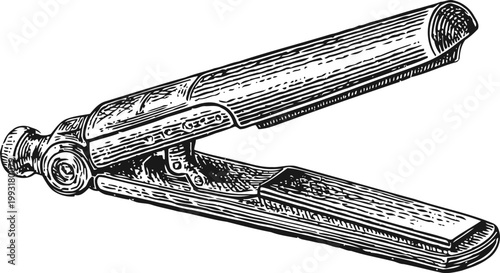 Vintage straight razor shaving tool classic barber grooming accessory engraving illustration