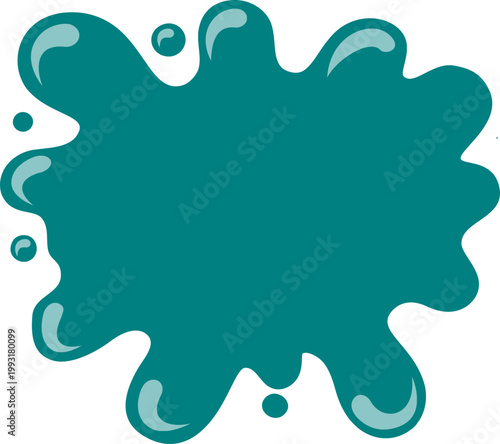 Teal green slime splash vector illustration with glossy highlights