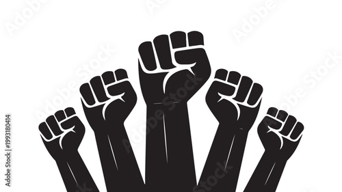 Protest Raised Fists Silhouette for Solidarity Activism and Social Justice Concepts