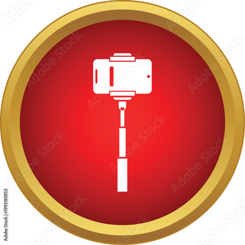 Selfie stick extending to hold a smartphone for capturing self portraits