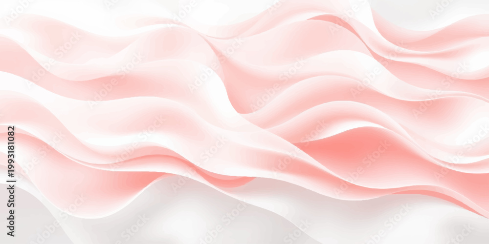 Obraz premium A soft pink silk and satin fabric background features flowing waves and elegant curves in an abstract textile design, creating a light, swirled material backdrop for art and wallpaper