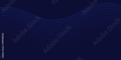 Blue abstract wave line background, modern minimal template for presentation and branding with copy space