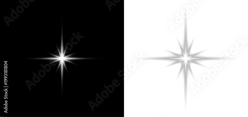 White glowing star sparkle light shining magical flare burst radiant beam abstract background vector illustration design isolated.
