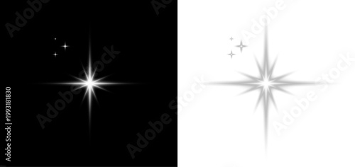 White glowing star sparkle light shine magical flare burst radiant abstract background.