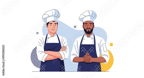 Professional chefs of different ethnicities standing together with confidence representing culinary expertise and teamwork.