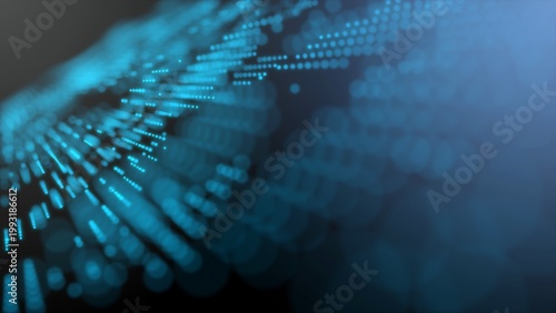 Blue futuristic stream Data Communication flying into digital technologic animation 3D rendering