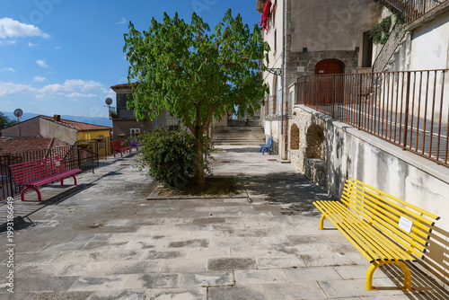 The small square of Miranda, a rural town in Molise, Italy.