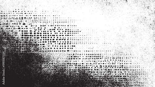 Black and white distressed grunge texture isolated Abstract halftone pattern with mild grain effect