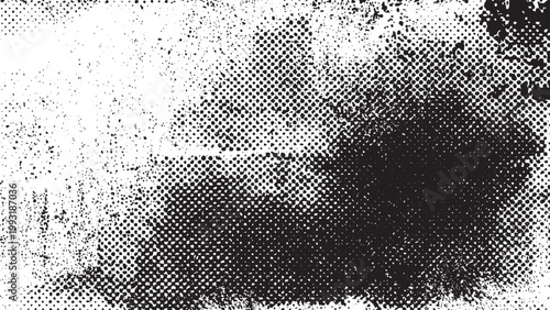 Black and white distressed grunge texture isolated Abstract halftone pattern with mild grain effect