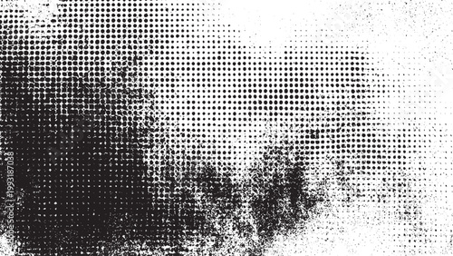 Black and white distressed grunge texture isolated Abstract halftone pattern with mild grain effect