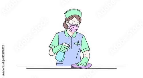 Female Nurse Wearing Face Mask Gloves.