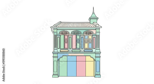 Colorful ornate building facade architecture.