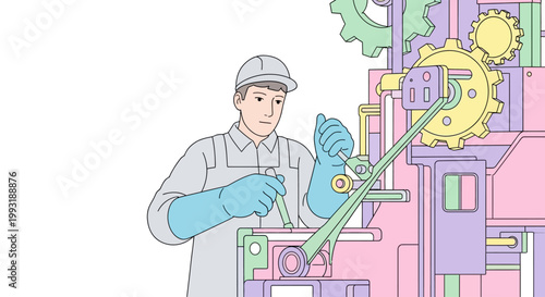 Man in uniform working with tools.