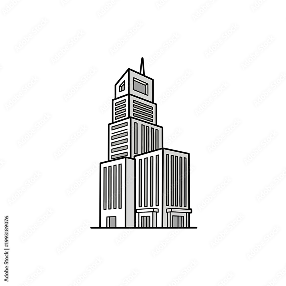 Fototapeta premium Modern Tiered Skyscraper Illustration Urban Building Icon