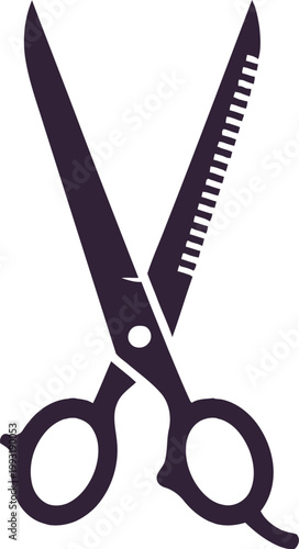 Stylized Illustration of Hair Thinning Scissors for Hairdressing Services.