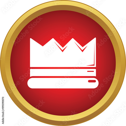 Crown icon representing leadership, success, and monarchy on a red circle with gold border