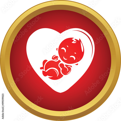 Baby or fetus growing inside a heart shape, symbolizing love, life, and pregnancy