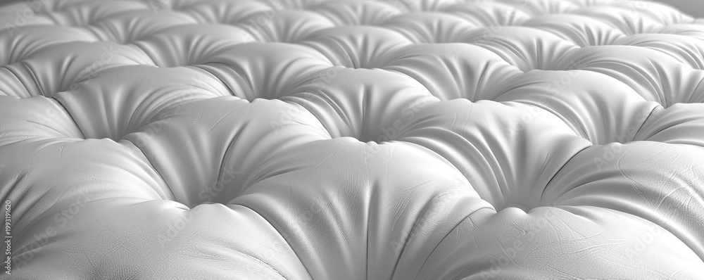 Fototapeta premium A close-up view of a tufted mattress with a smooth, white surface